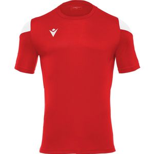 Macron Polis Shirt Korte Mouw Kinderen - Rood / Wit | Maat: 7-8 Y