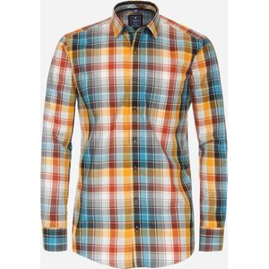 Redmond comfort fit overhemd - popeline - grijs geruit - Strijkvriendelijk - Boordmaat: 45/46