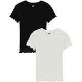 WE Fashion Meisjes geribd T-shirt, 2-pack
