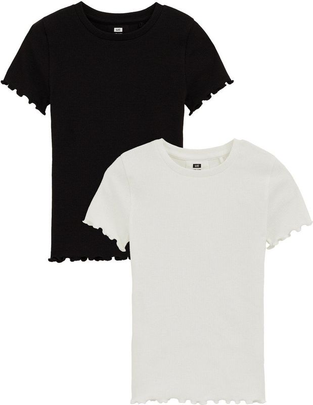 WE Fashion Meisjes geribd T-shirt, 2-pack