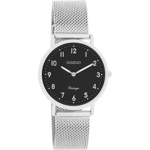 Zilverkleurige OOZOO horloge met zilverkleurige metalen mesh armband - C20346