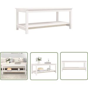 The Living Store Salontafel - Massief Grenenhout - 110 x 55 x 45 cm - Wit