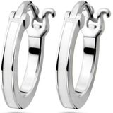Zilver Gerhodineerd Oorringen Wit Emaille 1338927