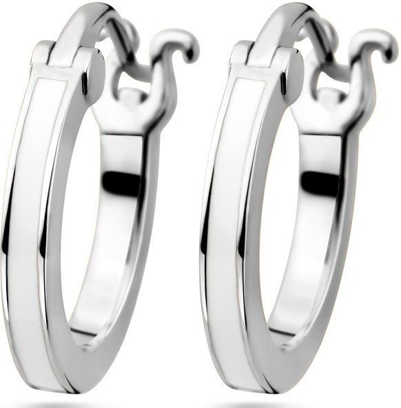 Zilver Gerhodineerd Oorringen Wit Emaille 1338927