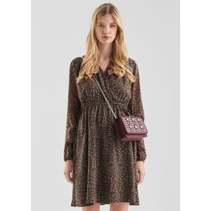 QS Jurk  geel / bourgogne / zwart / wit