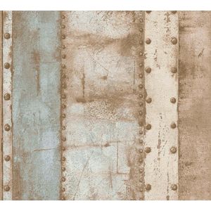 STAALPLATEN BEHANG | Industrieel - groen bruin - A.S. Création Industrial