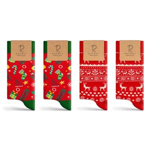 Rafray Socks - Winter Sokken Gift box Heren & Dames - Red Deer & Funky Socks - His & Hers - Premium Katoen - 4 paar - Maat 36-40 & 40-44