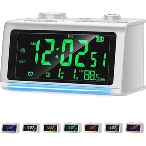 Digitale Wekker met FM-radio en Bluetooth - Multifunctionele Alarmfunctie met Snooze, Nachtlampje en Aangepaste Alarmtonen