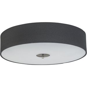 QAZQA drum jute - Moderne Plafondlamp met kap - 4 lichts - Ø 500 mm - Zwart - Woonkamer | Slaapkamer | Keuken