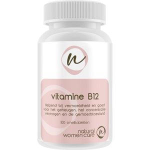 Natural Women Care - Vitamine B12 - 1000 mcg - Ondersteunt de gemoedstoestand en detoxificatie - opneembare verbinding Methylcobalamine