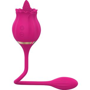 Cupitoys® Tong vibrator roos met vibrerend ei - Roze - 12 standen - Vibrators voor vrouwen en mannen - Sex toys voor vrouwen en mannen