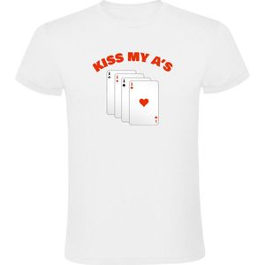 Kiss my ass Heren T-shirt - kaarten - game - casino - poker - kaartspel - spel - feest - kont - verjaardag - humor - grappig