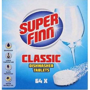 Super Finn Vaatwastabletten Classic - Wit - 128 Stuks - Vaatwasser - Dishwasher Tablets - Vaatwastabletten