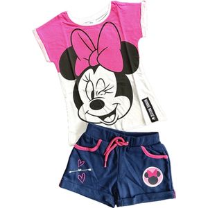Disney Minnie Mouse Set - Broek + Shirt - Roze/Navy - Maat 122/128 (8 jaar)