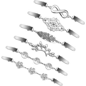 6-delige Vest Clips - Zilver Metalen Trui Sjaal Clip - Vrouwen Vintage Kleding Accessoire