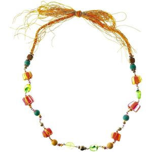 Behave Kralen ketting multi kleur oranje 70 cm