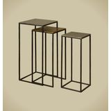RENEW Iron side square table w alu top - set of 3