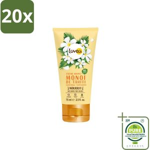 20 x Lovea – Handcrème – Tahiti Monoï – Hydraterend – 75 ml - Grootverpakking - Handcrème - Handen Verzorgen - Droge Handen - Monoï Geur - Natuurlijke Handcrème