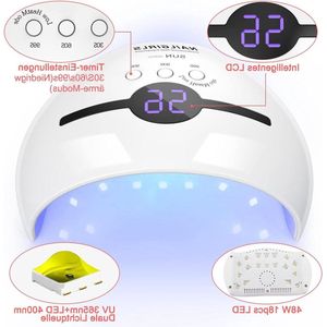 48W Professionele Nagellamp 18 Lampparels - LED Nagel Lamp met 3 TimerLCD Display - Automatische Sensor UV LED nagellampSun - Thuis en in de Salon Gebruik