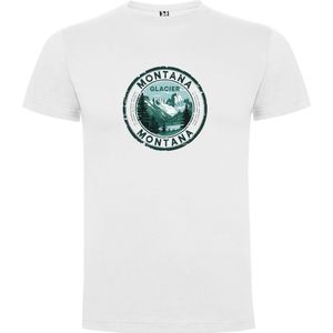 Wit Wanna have t-shirt voor de echter Amerika liefhebber Poststamp / Poststempel USA Amerikaanse staat Montana Print Full Color Maat S