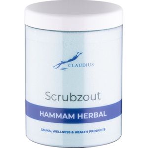 Scrubzout Hammam Herbal in handige pot - 1250 gram - met witte deksel - Hydraterende Lichaamsscrub