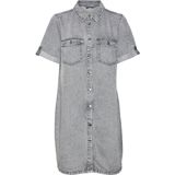 Vero Moda Jurk Vmjennie Ss Short Denim Dress Mix N 10309665 Medium Grey Denim Dames Maat - S