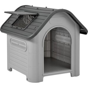 Hondenkennel Baldur - Kattenhuis - Hondenhok - PVC - 87x72x755 cm - Grijs en zwart