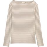 TOM TAILOR - Shirt - Donkerbeige/Wit - Gestreept - Lange Mouw