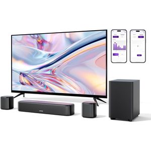 Surround Sound Systeem 5.1 Soundbar voor TV met Subwoofer en Draadloze Surround Speakers