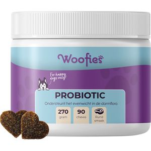 Anti Jeuk & Poten likken - Anti-Anaalklieren - Ondersteunt Darmflora & Spijsvertering - Probiotica & prebiotica voor honden als snoepje - 90 Chews - Rundersmaak - Woofies