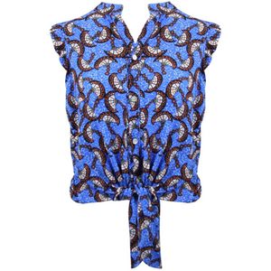 Blouse - Shanti - Fantasieprint - Kobaltblauw - One Size (Maat 36 t/m 40)