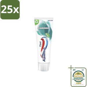 25 x Aquafresh Tandpasta Coolmint 75 ml - Grootverpakking - Tandpasta - Frisse Adem - Fluoride - Suikerzuur Bescherming - Gezond Tandvlees