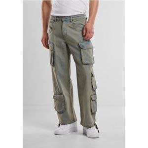 Multi Pocket Denim Cargo - Jeans - Acid-Washed - Katoen