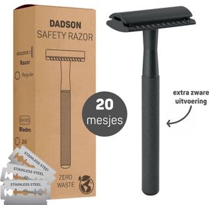 Safety Razor Antraciet + 20 RVS Scheermesjes – Scheermes – Aluminium – Double Edge – Klassiek – Veiligheidsscheermes – Unisex – Duurzaam Scheren – Zero Waste