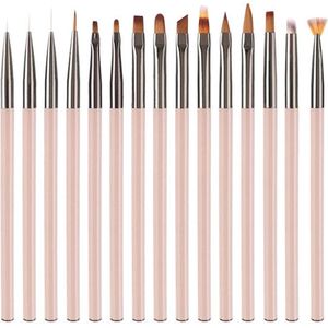 Nail Art Brush Set - 15 stuks Nail Design Painting Brushes - Professionele Nail Art Design Brushes - Nail Fine Line Brushes - Bruin