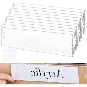 Acryl naamplaathouder U-vormig design - 10 stuks | Transparante bordhouder met tape voor werkplek of kantoordeur - eenvoudige installatie .