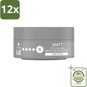 Taft - Matt 5 - Styling Wax - Matterende finish - 75 ml - Voordeelverpakking - 12 stuks - Taft - Stylingproduct