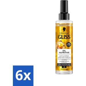 6 x Gliss - Hair Repair - Anti-Klitspray - Oil Nutritive - Makkelijk Doorkambaar Haar - 200 ml - Haarspray - Anti-klit Spray - Haarverzorging - Droog Haar - Gespleten Punten