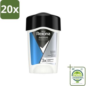 20 x Rexona Men - Deodorant Stick - Maximum Protection Clean Scent - Anti-transpirant - 45 ml - Grootverpakking - Anti-transpirant - Deodorant - Mannen - Bescherming Tegen Zweet - Langdurige Bescherming