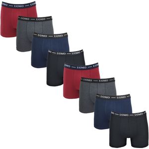 UOMO 8-Pack heren katoenen boxershorts assorti maat L