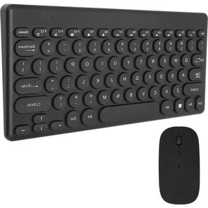 78 Toetsen Draadloos 2.4G Toetsenbord - Compacte Set voor Laptop Computer - Draadloze Muis - Zwart .