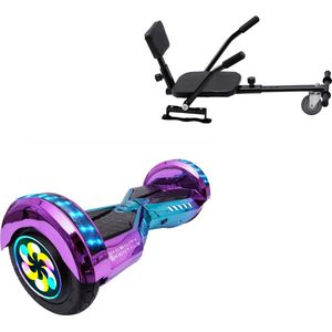 E-Mobility Rentals Hoverboard Met Hoverkart Comfort Zwart - Lambo Infinity Pro - Standard Afstand - 8'' Wielen - Oxboard - 15kmh - Bluetooth Speakers - LED Verlichting - UL2272 Gecertificeerd - Anti lek banden - Cadeau voor Kinderen, Tieners en Volwa