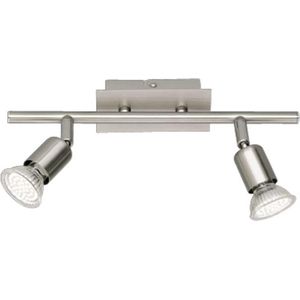 LED Plafondspot - Torna Nimo - GU10 Fitting - 6W - Warm Wit 3000K - 2-lichts - Rechthoek - Mat Nikkel - Aluminium