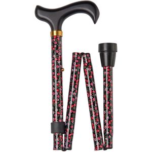 Classic Canes - Opvouwbare Wandelstok - Roze met Witte Bloemen - Verstelbaar - Lengte 79 tot 89 cm - Aluminium