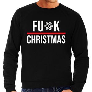 Bellatio Decorations Foute Kerst trui / sweater voor heren - fu k Christmas - zwart - Kerstmis S