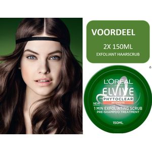LOREAL PARIS - ELSEVE - ELVEVE - PHYTOCLEAR - HAARMASKER - HAARSCRUB - HAARCREME - EXFOLIANT - INTENSIEVE KUUR - VOORDEEL - 2 X 150ML -