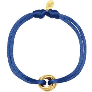 Satijnen armband Knot - Verstelbaar - One Size - Kobalt Blauw - Trendy