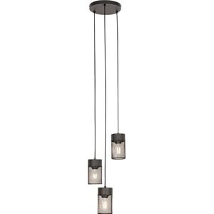 QAZQA jim - Industriele Hanglamp - 3 lichts - Ø 24.5 cm - Zwart - Industrieel - Woonkamer | Slaapkamer | Keuken