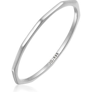 Elli PREMIUM - Ring - Bandring Geo Basic Minimal Look - 585 Witgoud - Dames