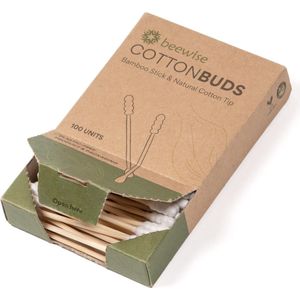 Bamboe Wattenstaafjes | Plasticvrije Q-tips | Sustainable Swab Sticks | User-Friendly Box Design | Ear Buds | Bamboo Cotton Buds | 4 x Packs
